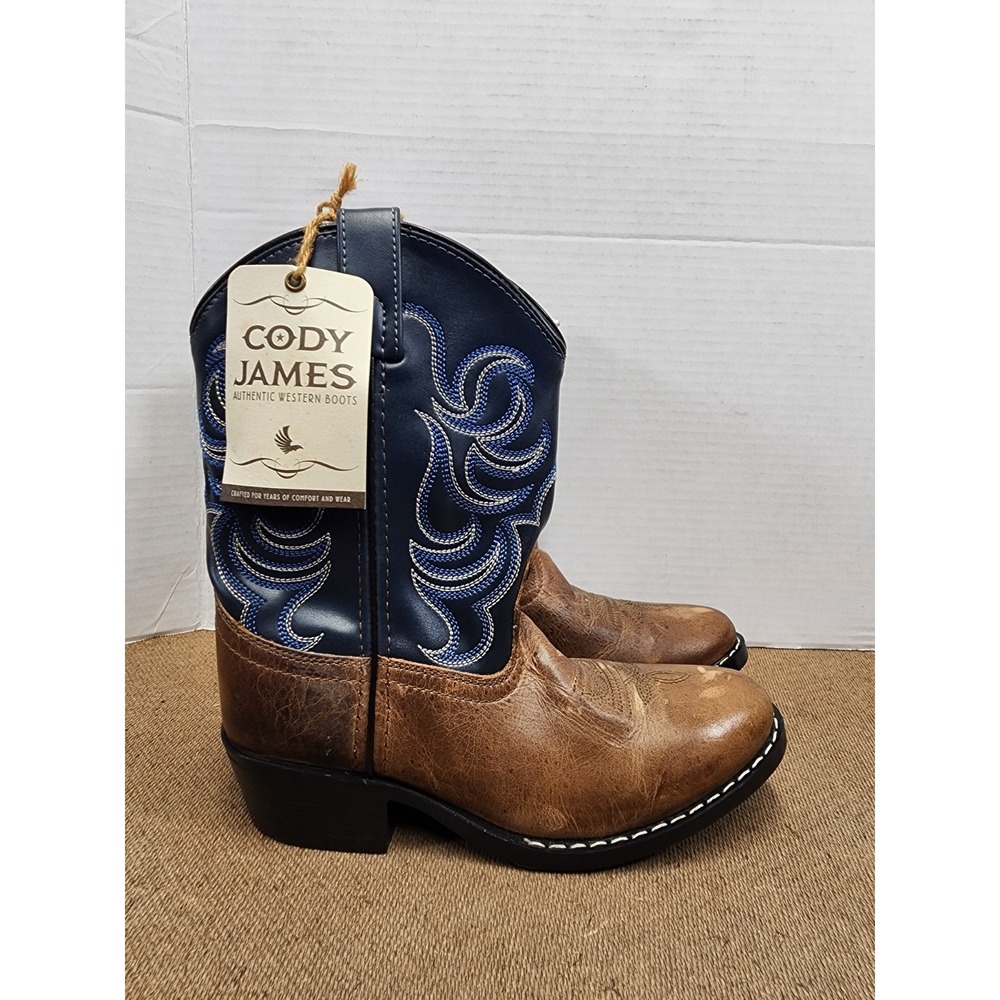 Cody James Brown Blue Leather Cowboy Boots Youth Size 3